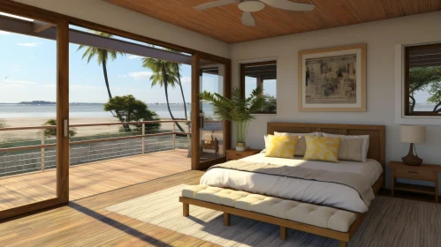 Modern Beach House Bedroom with Ocean View