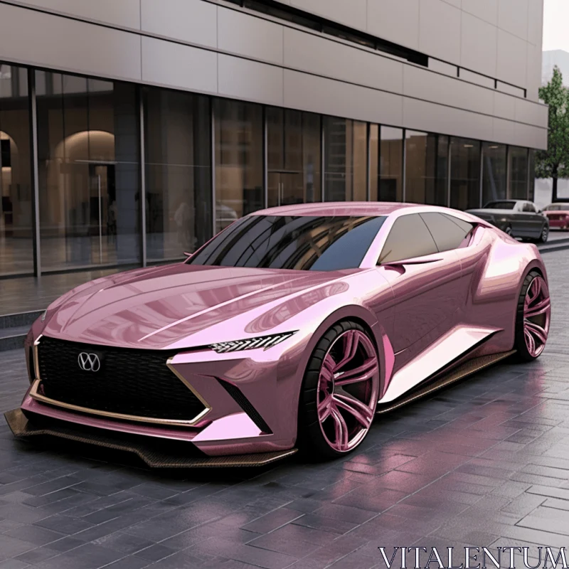 Pink Concept Car: Realistic and Detailed Design with Japanese Influence AI Image