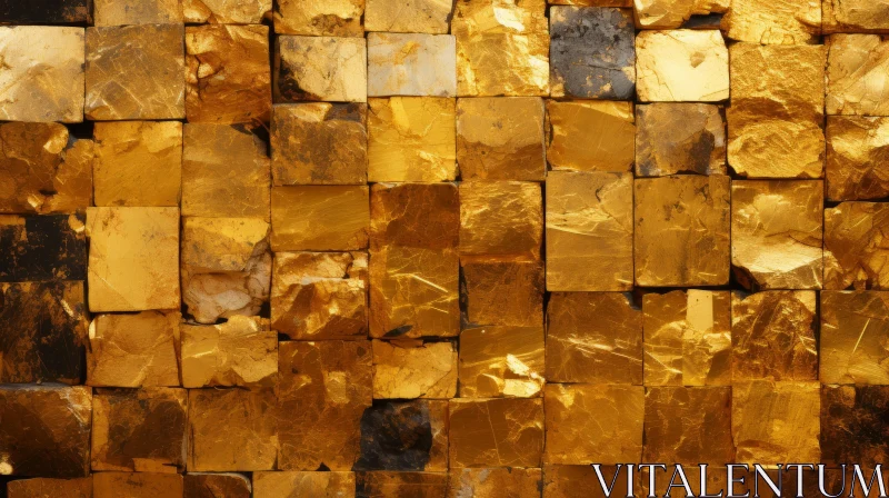 Shimmering Gold Brick Wall Texture AI Image