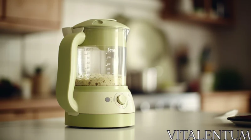 Green and White Baby Food Maker in Kitchen AI Image