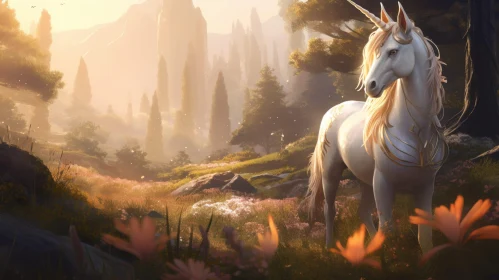 Majestic Unicorn in Enchanted Landscape