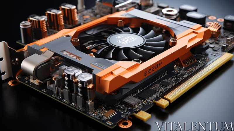 Modern Graphics Card with Black and Orange Design AI Image