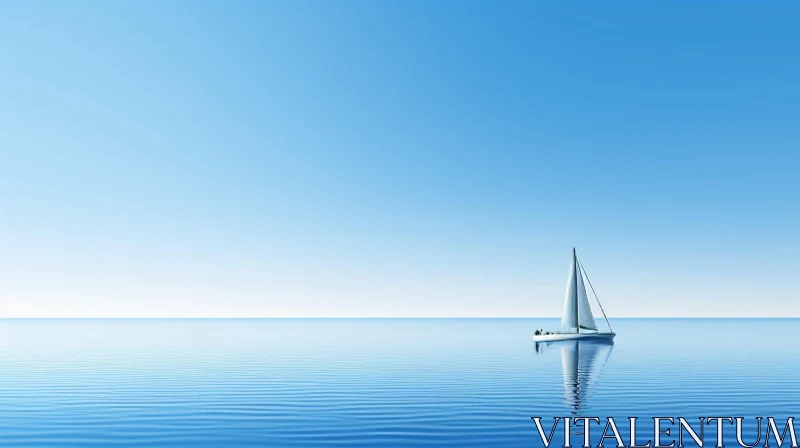 Tranquil Seascape with Sailboat | Ocean Adventure AI Image
