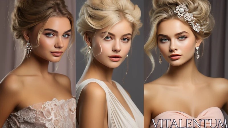 Elegant Women with Various Hairstyles AI Image