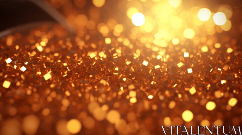 Golden Glittering Cubes - Luxurious Close-Up AI Image