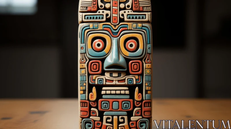 Mayan Totem 3D Rendering with Stone Carvings AI Image