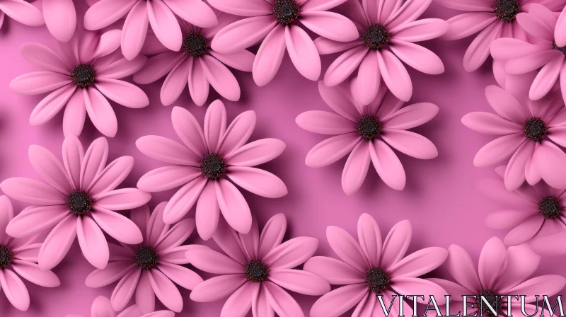 Pink Daisy Pattern Background AI Image