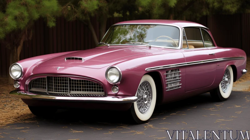 Purple Sports Car Parked Near Trees | Classic Hollywood Glamour AI Image