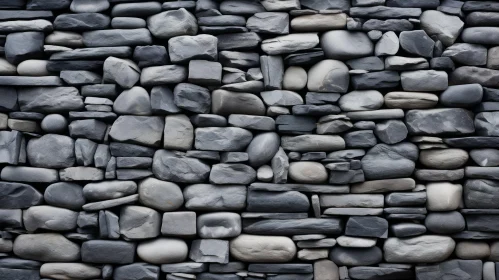 Rustic Dry Stone Wall - Hand-Built Gray Stones
