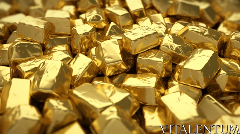 Shiny Gold Nuggets 3D Render AI Image