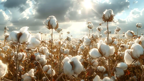 Sunny Cotton Field Beauty