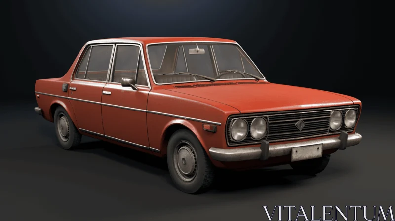 Classic Red Car | Hyper-Detailed 3D Rendering AI Image