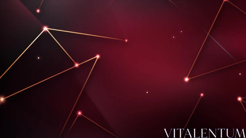 Dark Red Abstract Background with Golden Triangle Pattern AI Image