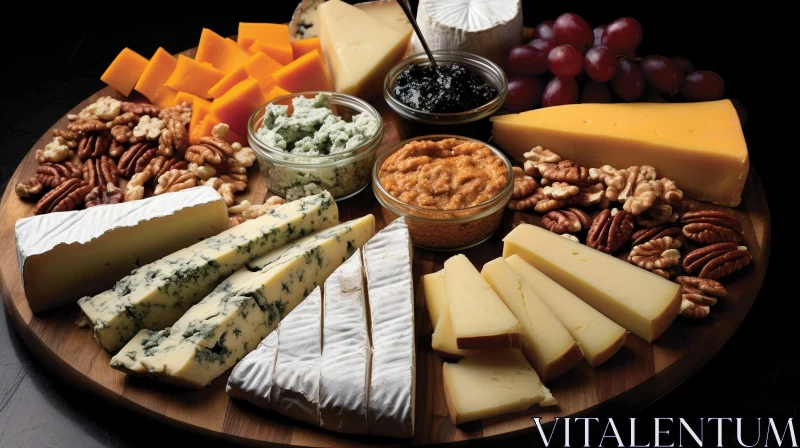 Delicious Cheese Board with Grapes and Nuts AI Image