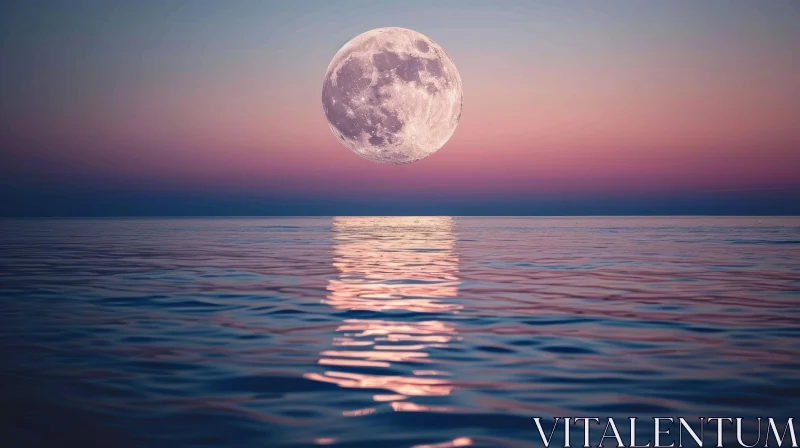 Enchanting Moonlit Ocean Scene AI Image
