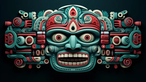Mayan Mask 3D Illustration - Unique Artwork
