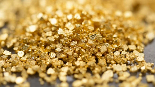 Shiny Gold Nugget Pile on Dark Surface
