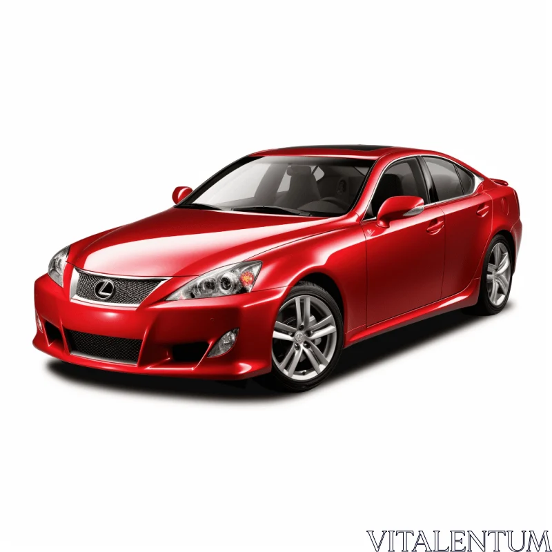 Sleek Metallic Red Sedan | Digitally Enhanced | White Background AI Image