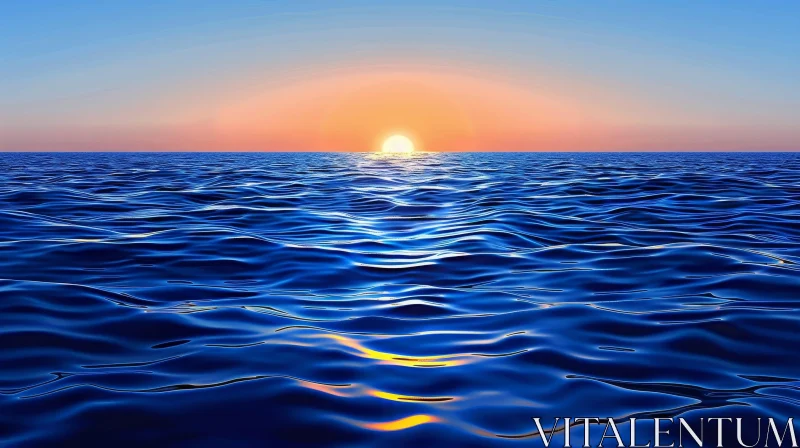 Golden Sunset Seascape: Tranquil Ocean View AI Image