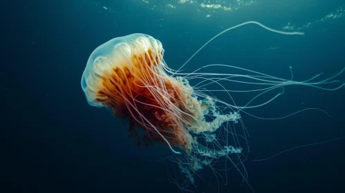 Graceful Jellyfish in Deep Blue Ocean