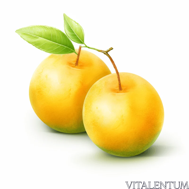 Realistic Yellow Fruits with Leafs - Intricate Character Design AI Image