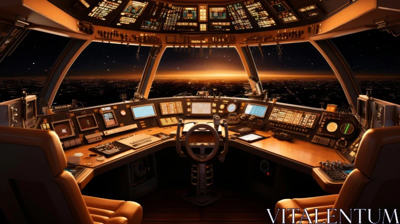 Spaceship Control Room Interior - Sci-Fi Technology Scene AI Image