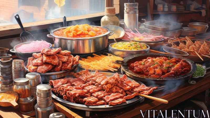 Variety of Food on Table - Culinary Delights Visualized AI Image