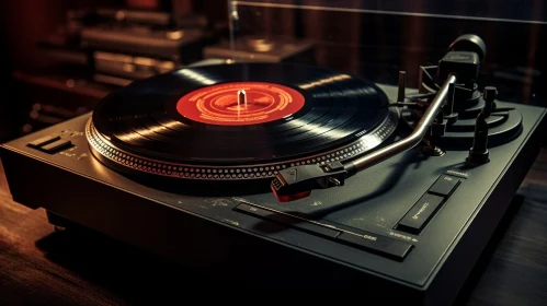 Vintage Record Player Close-Up