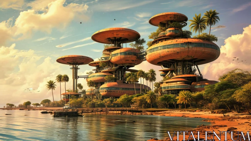 Futuristic Floating Cityscape - Urban Architecture Marvel AI Image