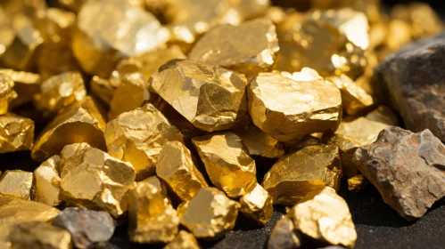 Luxurious Gold Nugget Pile on Black Background