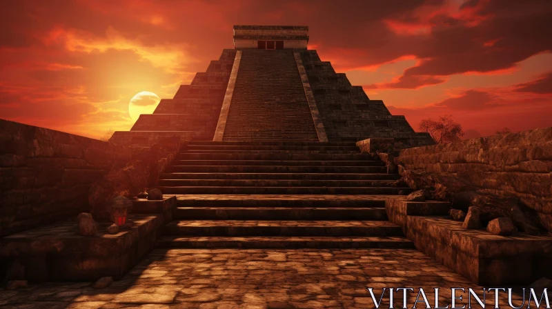 Ancient Pyramid at Sunset AI Image