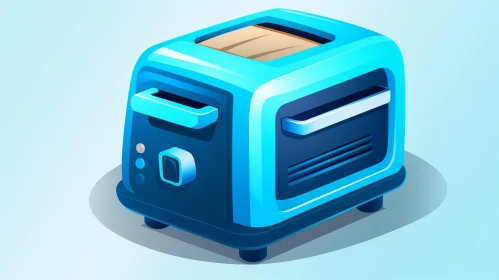 Blue Toaster 3D Rendering | Modern Kitchen Appliance
