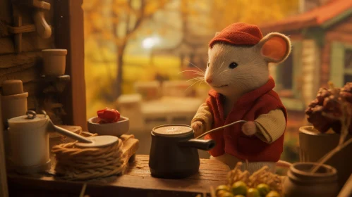 Charming Mouse in Kitchen Scene