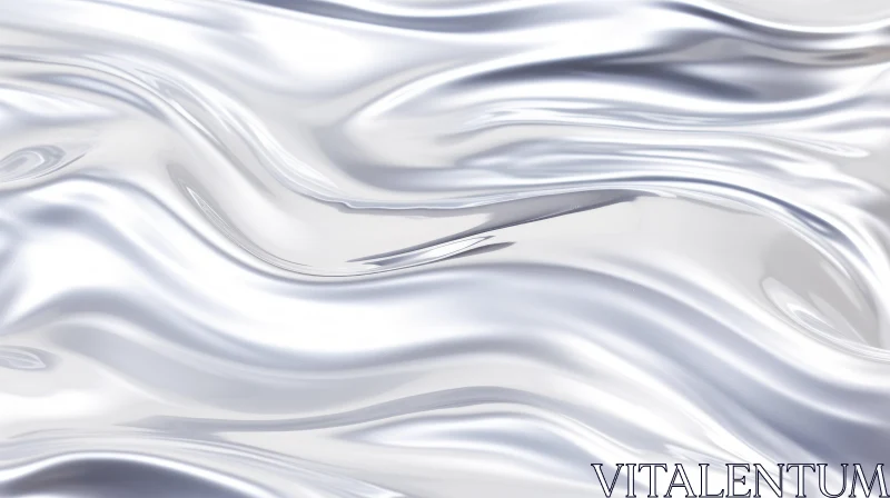 Liquid Silver Wave Pattern - Metallic Reflections AI Image