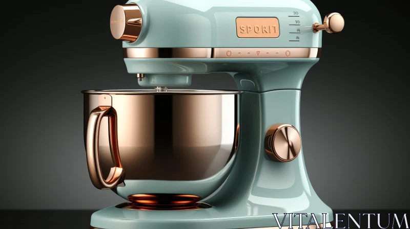 Modern Mint Green and Copper Kitchen Mixer AI Image