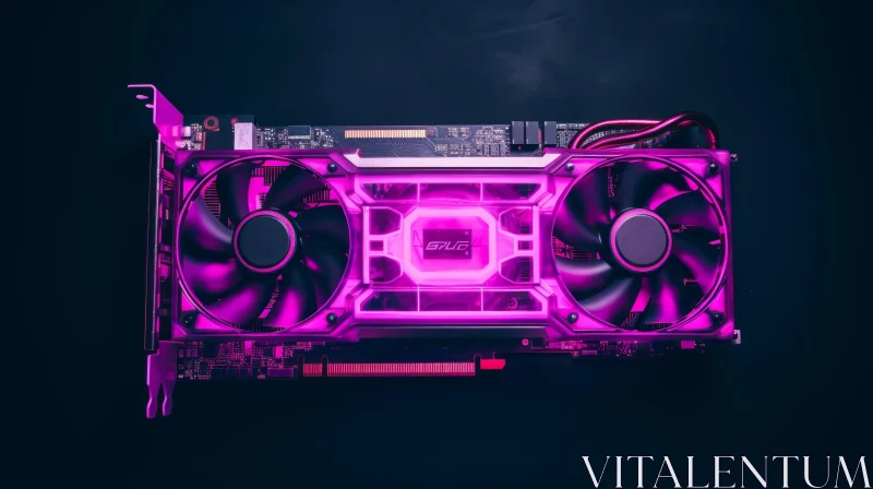 Pink and Black Graphics Card with Cooling Fans AI Image