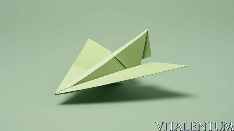 AI ART Sage Green Paper Plane 3D Rendering