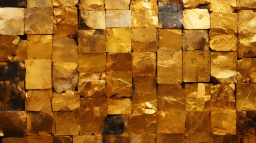 Shimmering Gold Brick Wall Texture