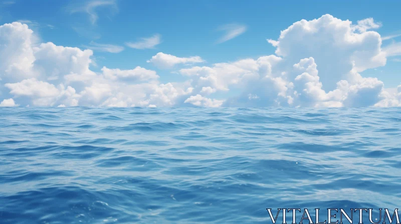 Tranquil Ocean Scene Under Light Blue Sky AI Image