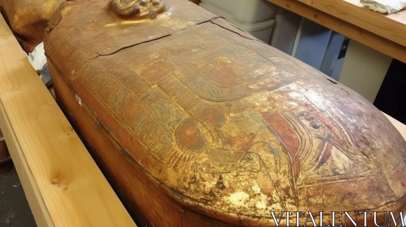 Ancient Egyptian Coffin - Museum Display AI Image