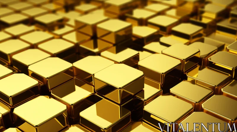 AI ART Luxurious Gold Cube Surface - 3D Rendering