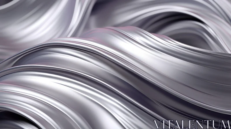 AI ART Silver Metal Surface with Wavy Pattern - Abstract and Futuristic
