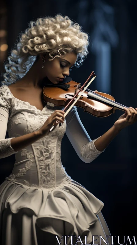 Elegant Woman Playing Violin AI Image