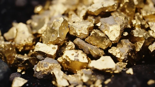 Glittering Gold Nuggets Close-Up