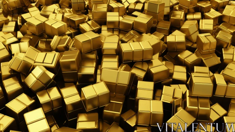 AI ART Gold Cubes 3D Rendering - Realistic Background Image