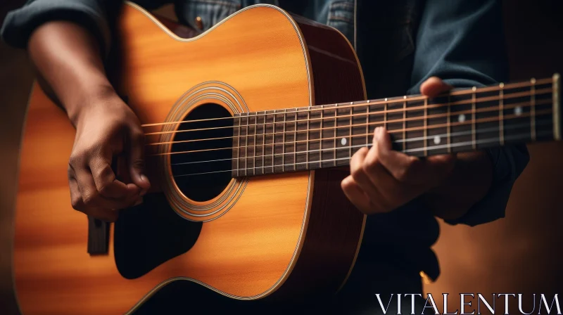 Person Playing Acoustic Guitar - Close-up Shot AI Image