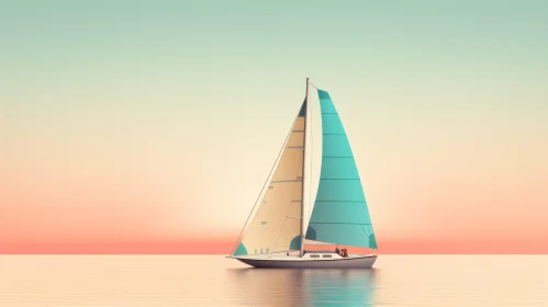 Sailboat on Calm Sea - 3D Rendering
