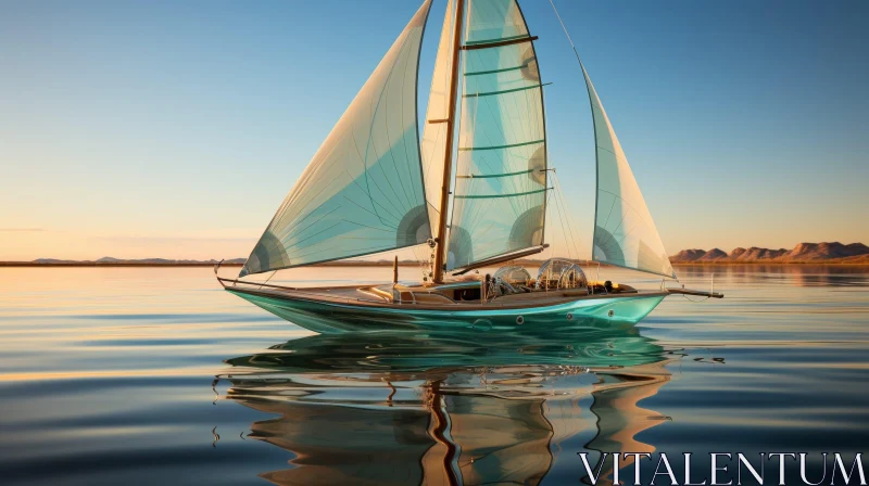 Tranquil Sailboat Seascape at Sunset AI Image