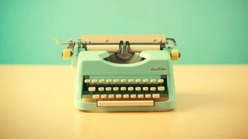 Vintage Typewriter 1950s - Retro Antique Green Keyboard