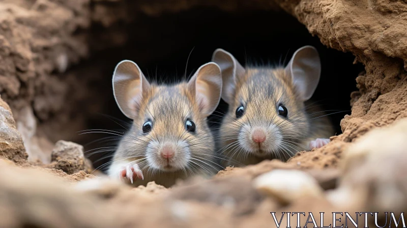 Adorable Mice Peeking Out | Wildlife Photography AI Image